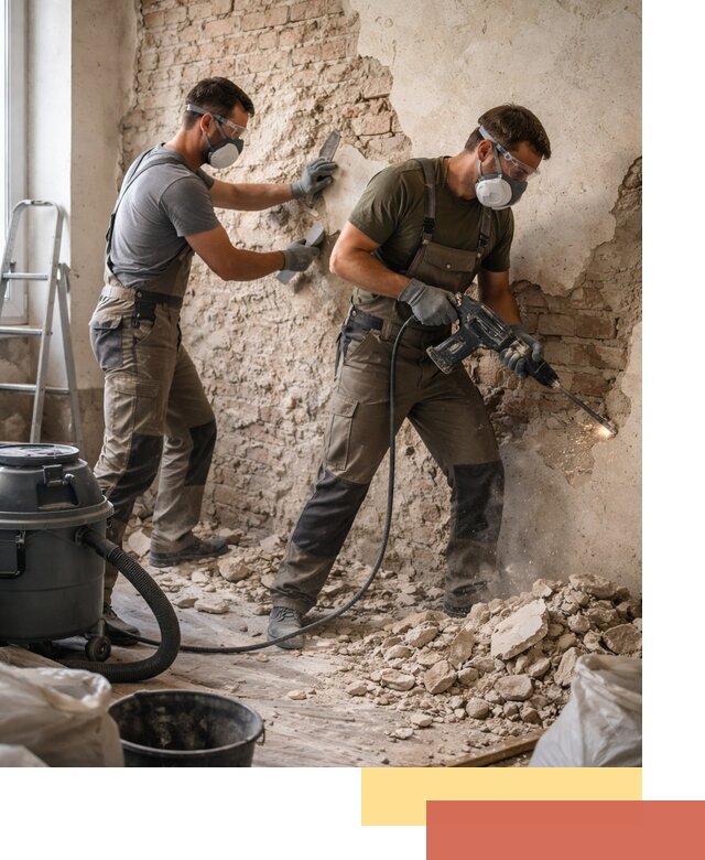 Демонтаж штукатурки со стен в Похвистнево быстро и аккуратно