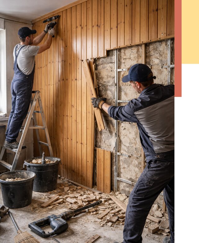 Демонтаж вагонки со стен в Похвистнево от 1487 руб. — снятие, удаление, срочно | ОТДЕЛОЧНИК-Пхв