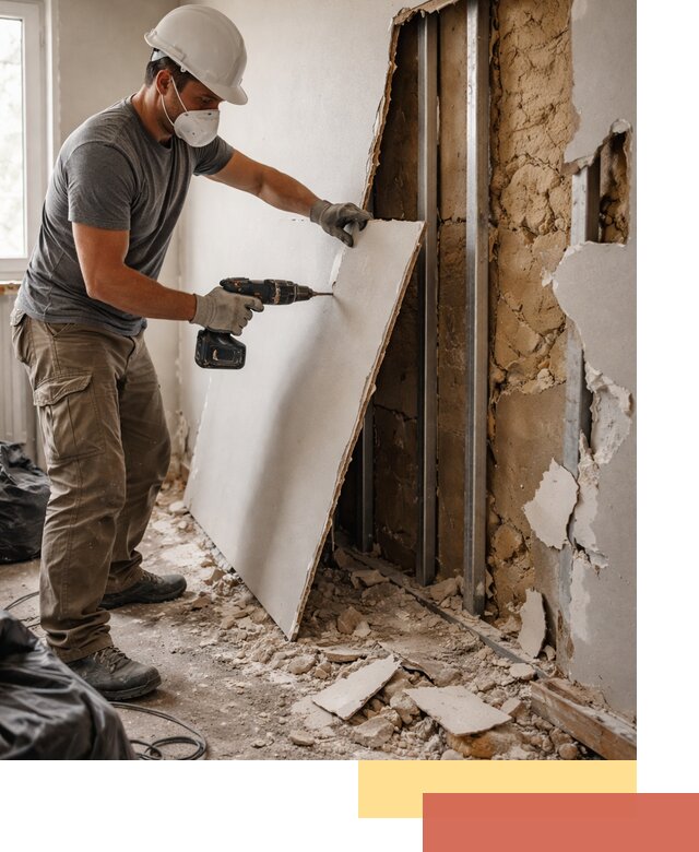 Демонтаж гипсокартона со стен в Похвистнево качественно и быстро