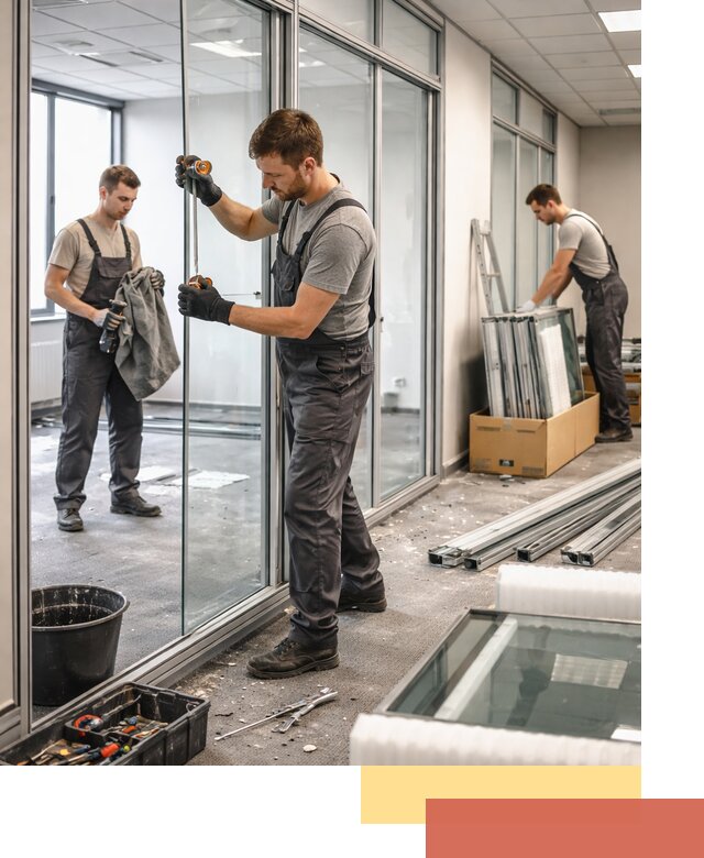 Демонтаж стеклянных перегородок в Похвистнево быстро и безопасно