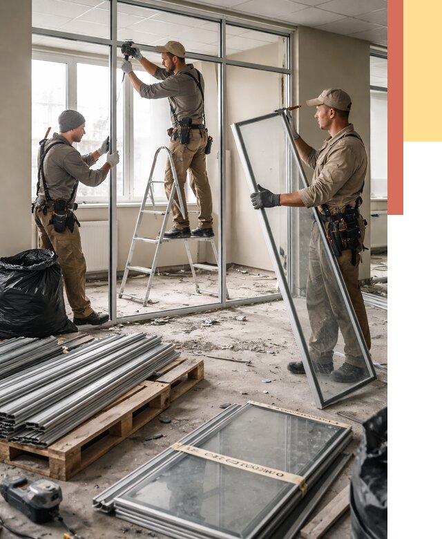 Демонтаж алюминиевых перегородок в Похвистнево от 4306 руб. — быстро и недорого | ОТДЕЛОЧНИК-Пхв