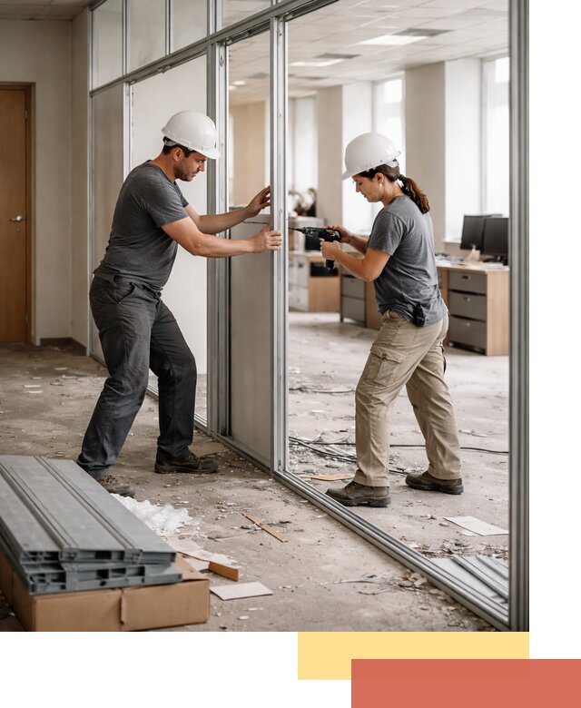 Демонтаж алюминиевых перегородок в Похвистнево быстро и аккуратно