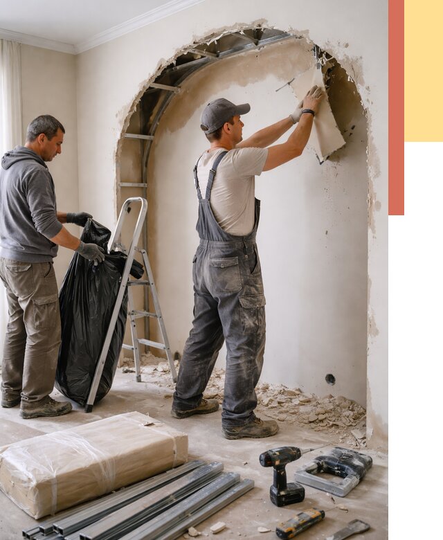 Демонтаж арки из гипсокартона в Похвистнево от 3588 руб. — услуги под ключ | ОТДЕЛОЧНИК-Пхв