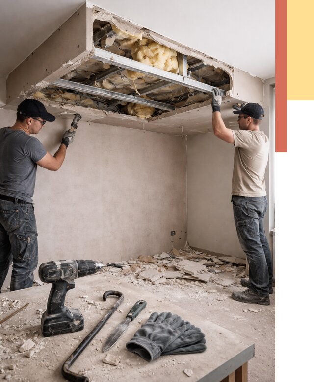 Демонтаж короба из гипсокартона в Похвистнево от 1558 руб. — быстро и недорого | ОТДЕЛОЧНИК-Пхв