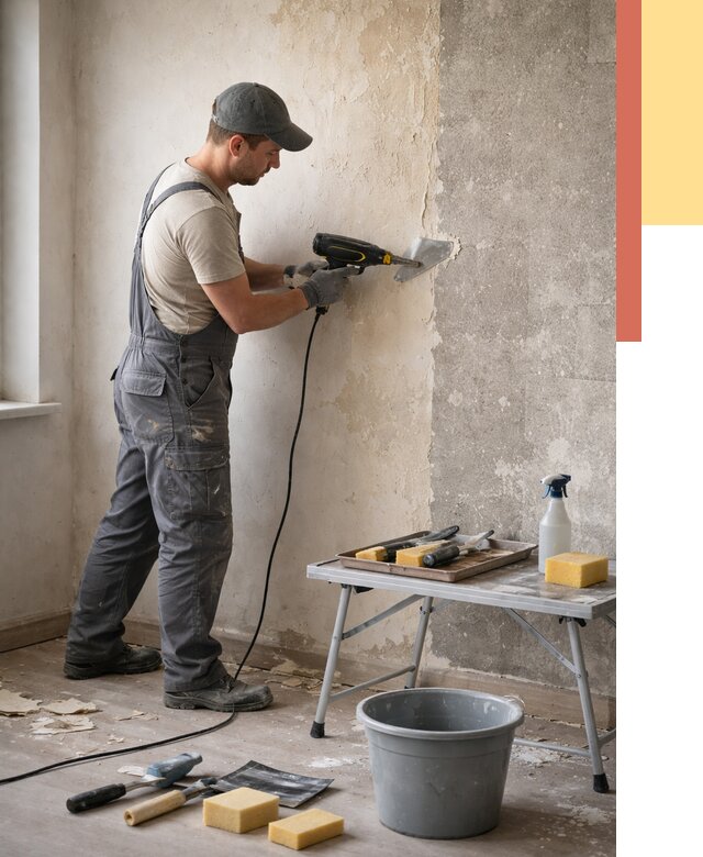 Очистка стен от клея в Похвистнево от 1897 руб. — снятие и удаление клея со стен | ОТДЕЛОЧНИК-Пхв