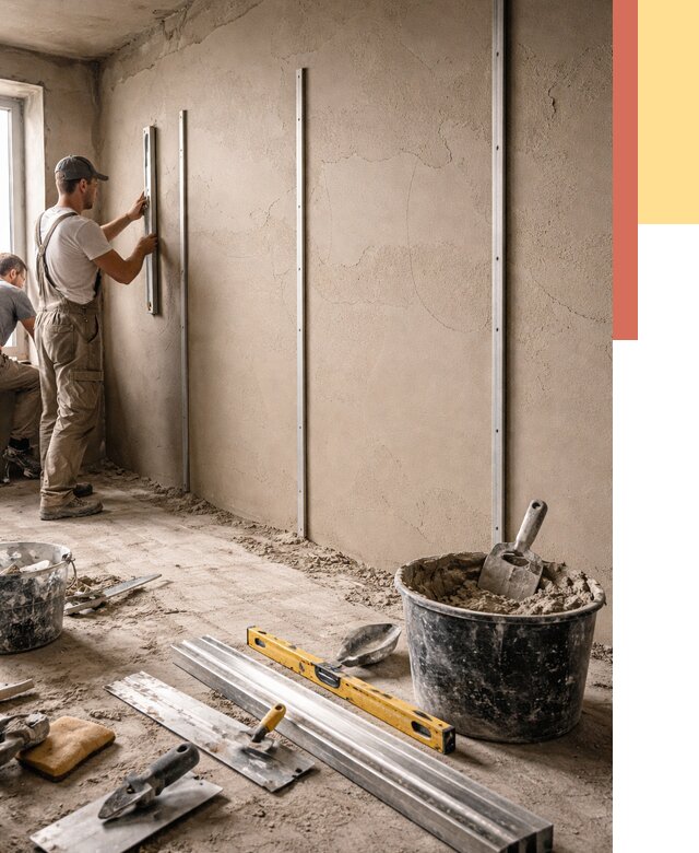 Штукатурка стен по маякам в Похвистнево от 5639 руб./м² — выравнивание под ключ | ОТДЕЛОЧНИК-Пхв