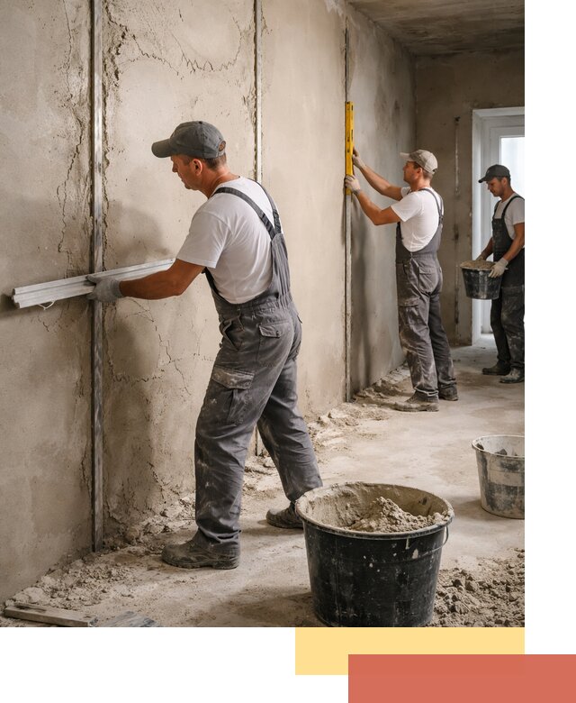 Штукатурка стен по маякам в Похвистнево — точная и ровная поверхность