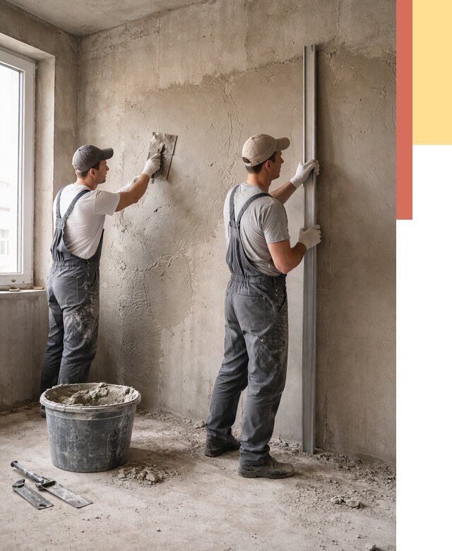 Штукатурка бетонных стен в Похвистнево от 4613 руб/м² — качественно и быстро | ОТДЕЛОЧНИК-Пхв