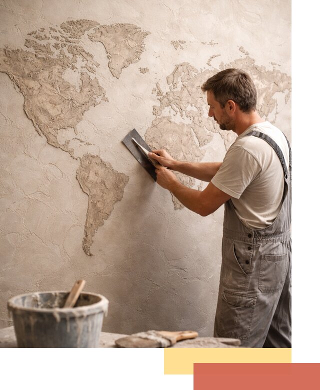 Декоративная штукатурка «Карта мира» под ключ в Похвистнево