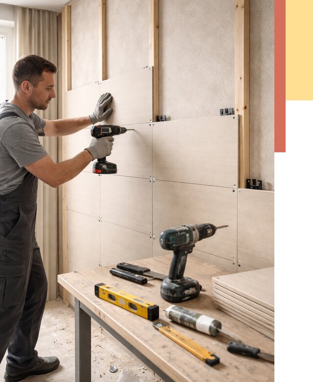 Монтаж МДФ панелей на стены в Похвистнево от 1282 руб. под ключ | ОТДЕЛОЧНИК-Пхв