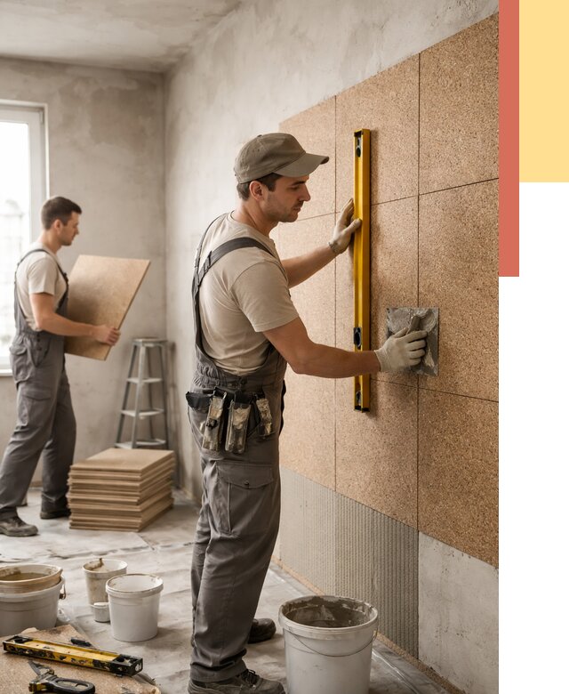 Монтаж пробковых панелей на стены в Похвистнево от 3588 руб. — ОТДЕЛОЧНИК-Пхв