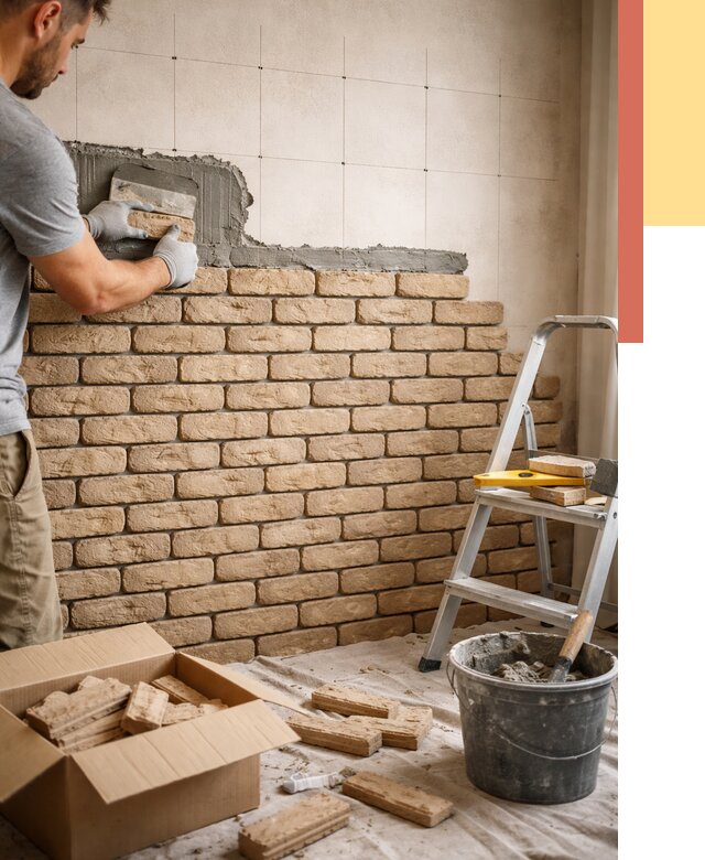 Монтаж декоративного кирпича в Похвистнево от 3281 руб./м² — быстро и недорого | ОТДЕЛОЧНИК-Пхв