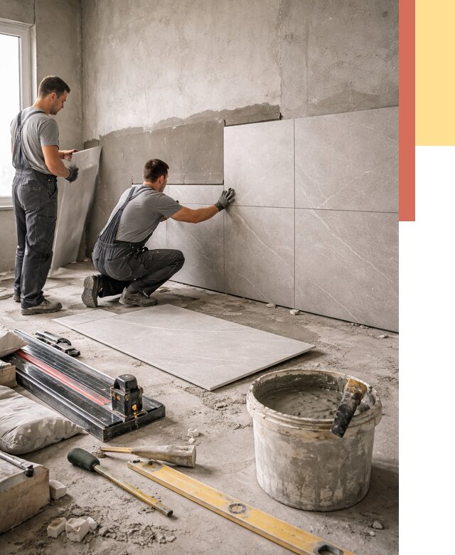 Облицовка стен керамогранитом в Похвистнево от 4306 руб./м² — услуги под ключ | ОТДЕЛОЧНИК-Пхв