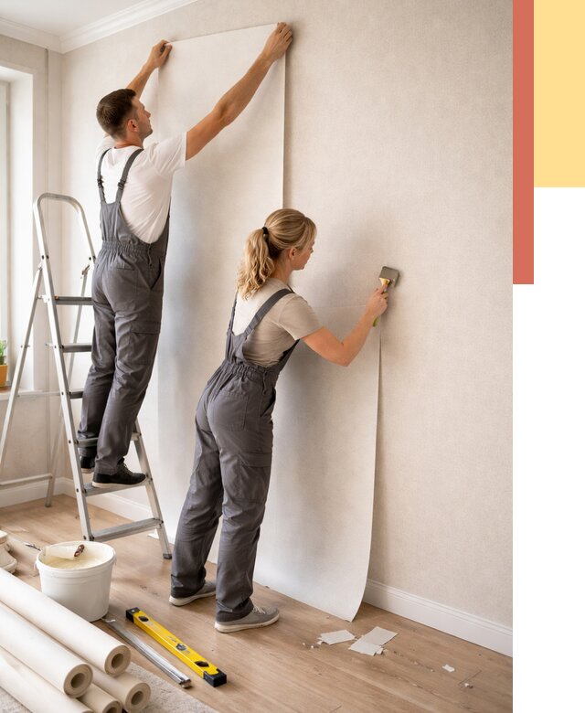 Поклейка флизелиновых обоев в Похвистнево от 6151 руб. | Быстро и недорого — ОТДЕЛОЧНИК-Пхв