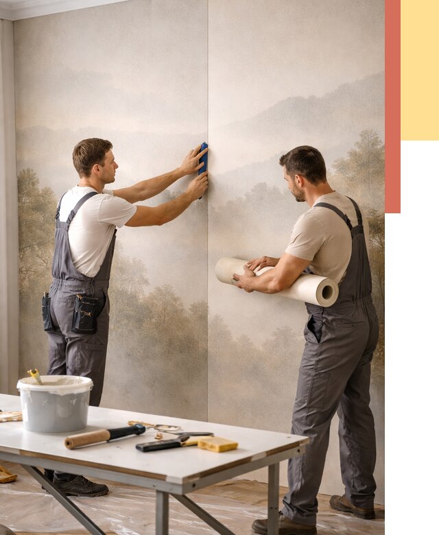 Поклейка фотообоев в Похвистнево от 8714 руб/м² — быстро и недорого | ОТДЕЛОЧНИК-Пхв