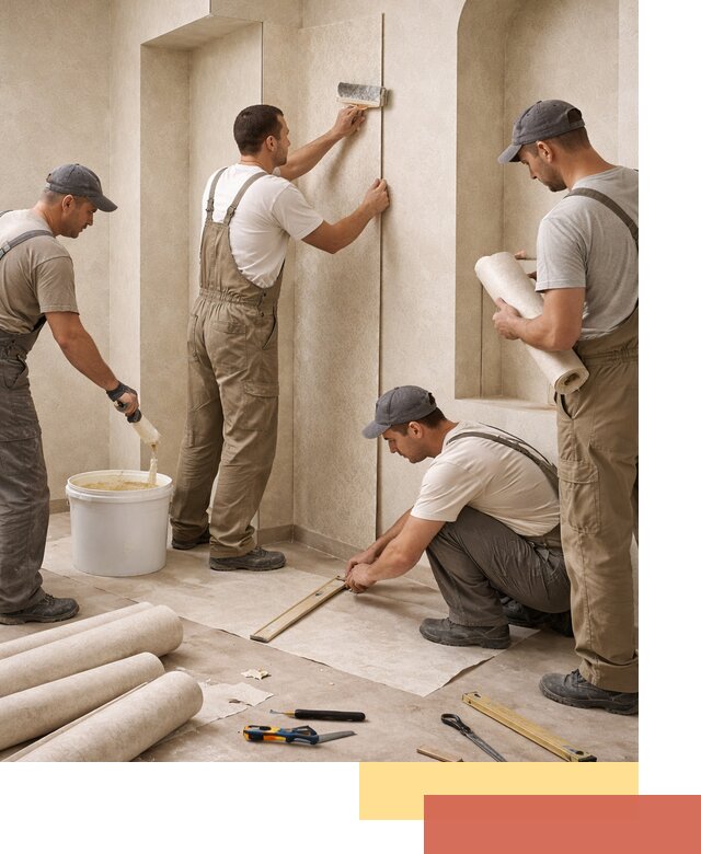 Поклейка обоев на сложные стены и неровные поверхности в Похвистнево