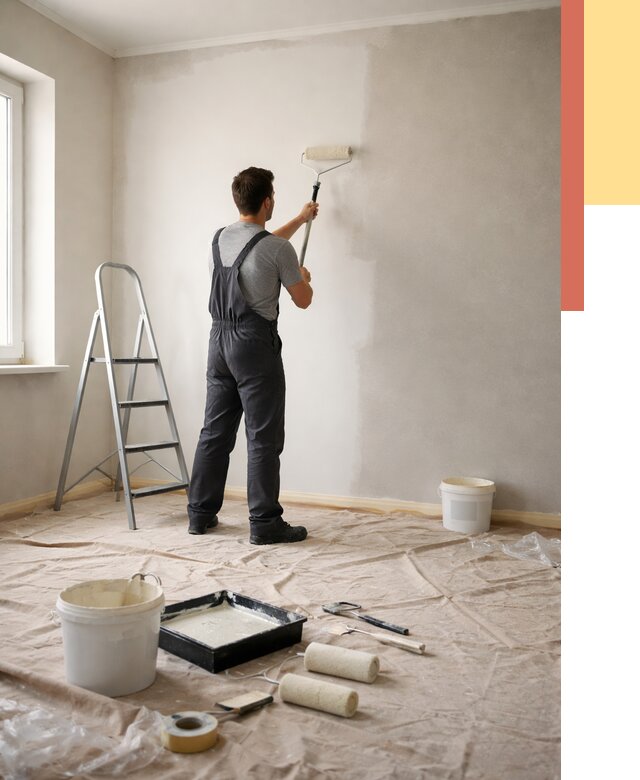 Покраска стен моющейся краской в Похвистнево от 359 руб./м² — быстро и недорого | ОТДЕЛОЧНИК-Пхв