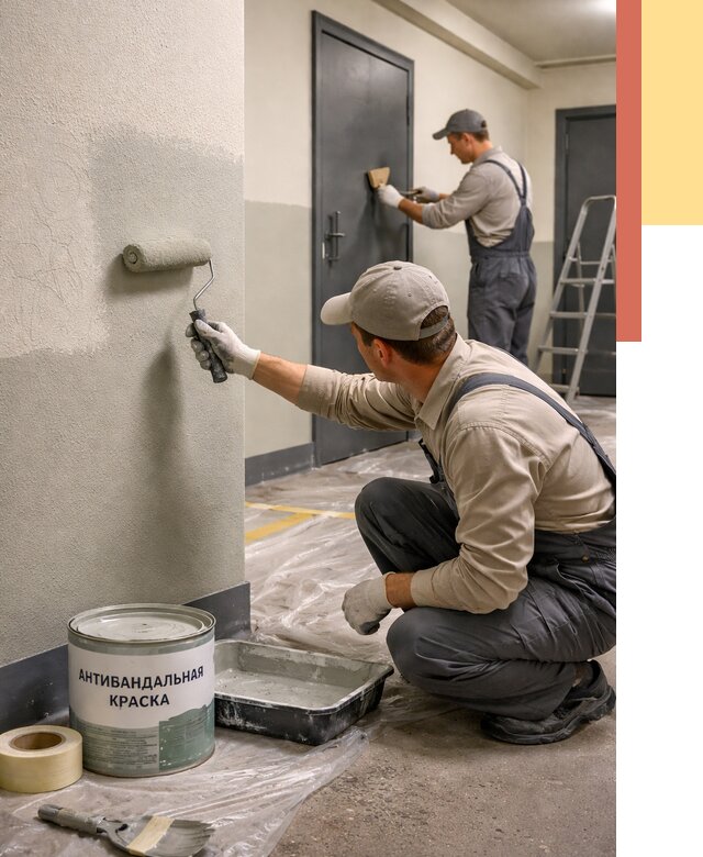 Покраска стен антивандальной краской в Похвистнево от 4613 руб./м² под ключ | ОТДЕЛОЧНИК-Пхв