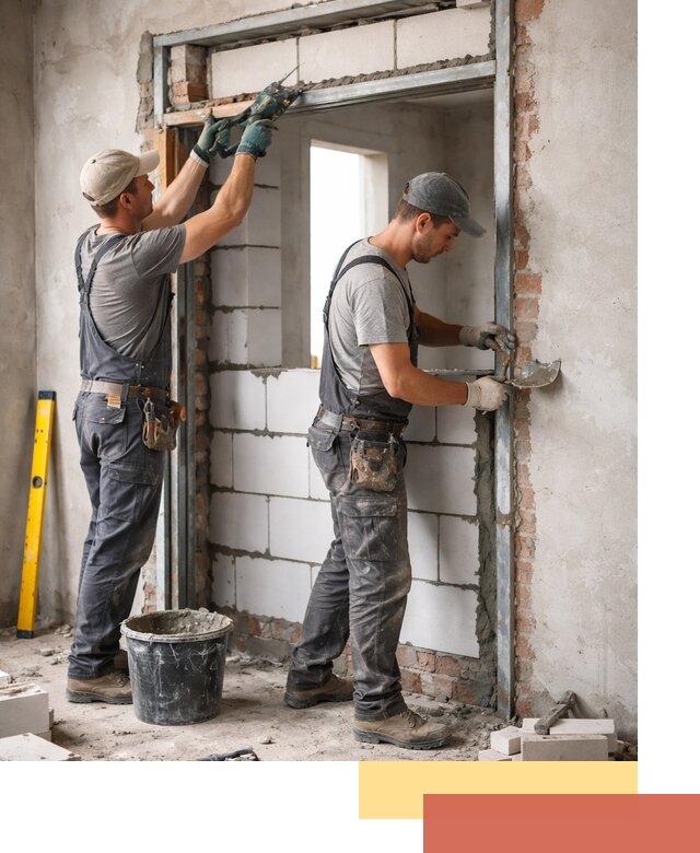 Закладка дверного проема под ключ в Похвистнево: демонтаж, монтаж, отделка