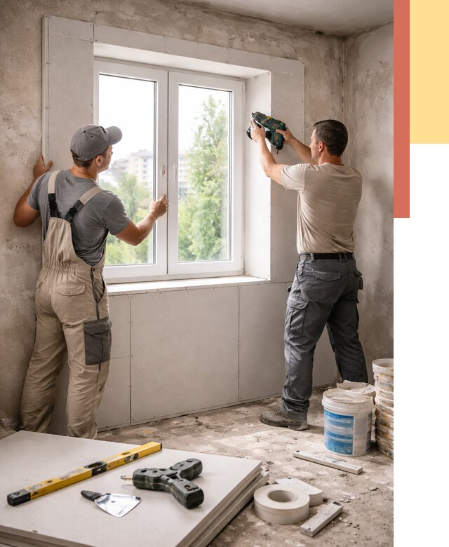 Монтаж откосов из гипсокартона в Похвистнево от 4613 руб. под ключ | ОТДЕЛОЧНИК-Пхв