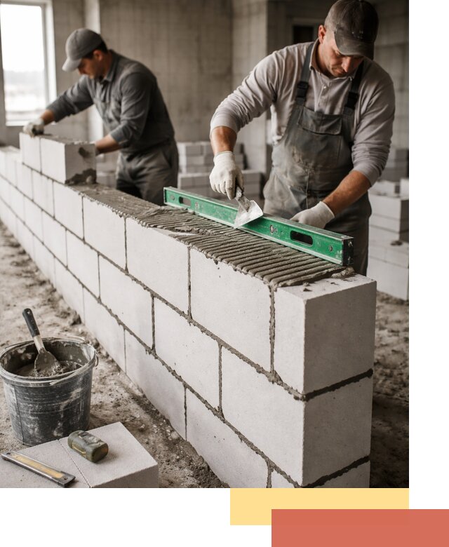 Кладка перегородок из газобетона в Похвистнево быстро и качественно