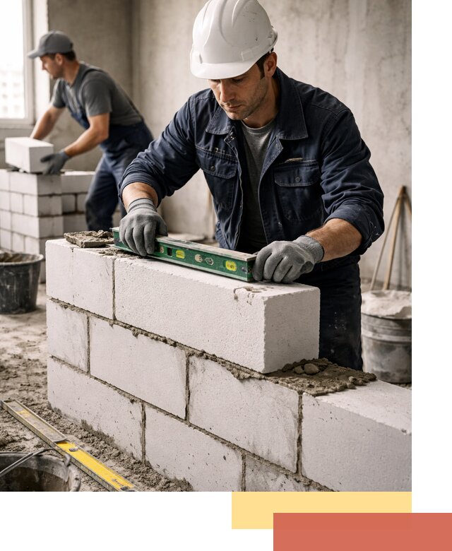 Кладка перегородок из пеноблока под ключ в Похвистнево