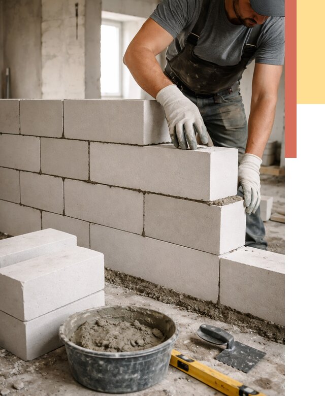 Кладка перегородок из силикатного блока в Похвистнево от 4101 руб. под ключ | ОТДЕЛОЧНИК-Пхв