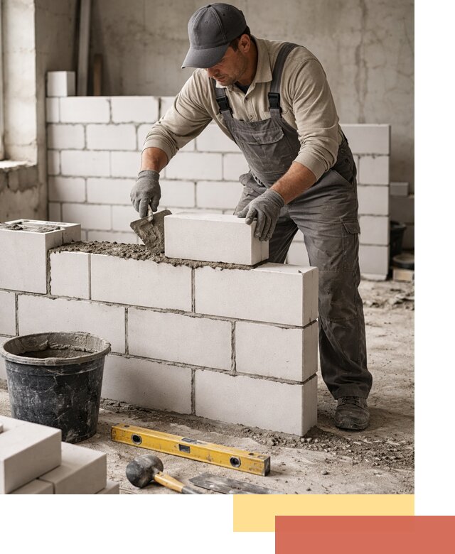 Кладка перегородок из силикатного блока в Похвистнево