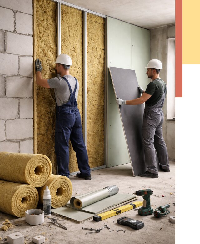 Шумоизоляция перегородок из блоков в Похвистнево от 1897 руб./м² — быстро и недорого | ОТДЕЛОЧНИК-Пхв