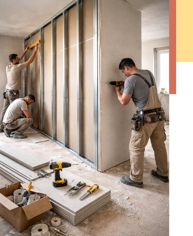 Монтаж однослойной перегородки из гипсокартона в Похвистнево от 666 руб. | ОТДЕЛОЧНИК-Пхв