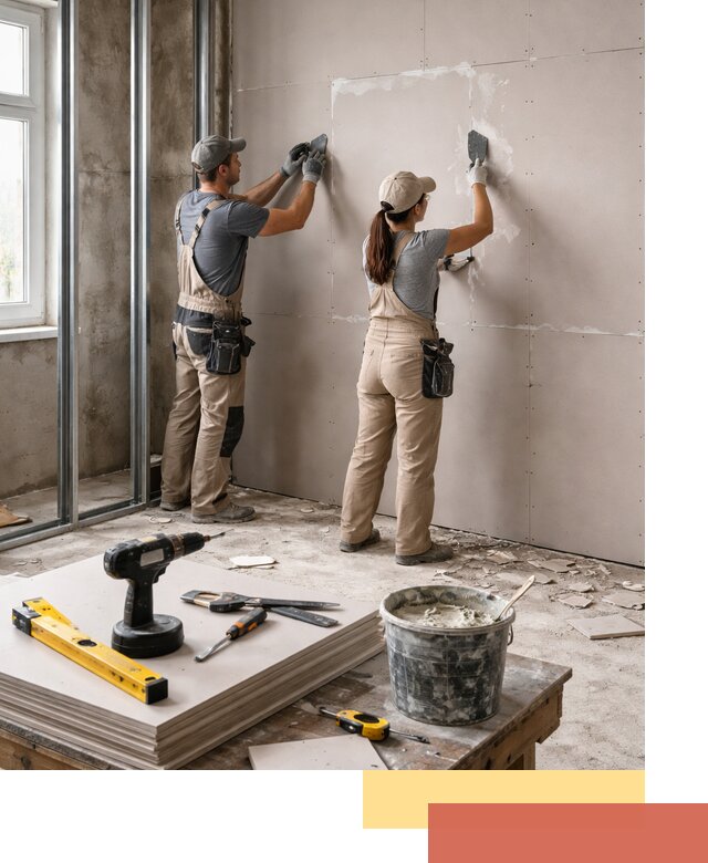 Монтаж двухслойной перегородки из гипсокартона в Похвистнево