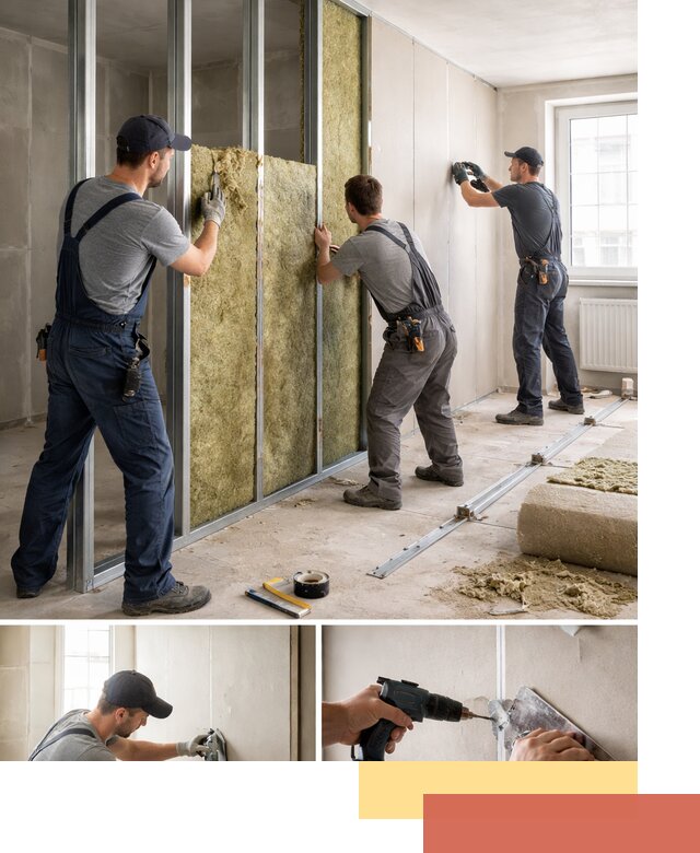 Перегородка из гипсокартона с шумоизоляцией в Похвистнево — монтаж под ключ