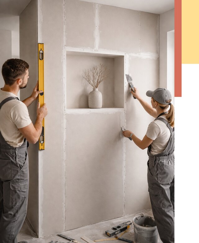 Перегородка из гипсокартона с нишей в Похвистнево от 3332 руб. под ключ | ОТДЕЛОЧНИК-Пхв