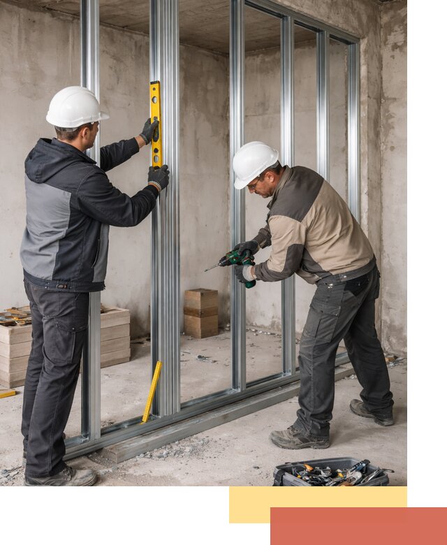 Монтаж каркаса перегородки из профиля в Похвистнево