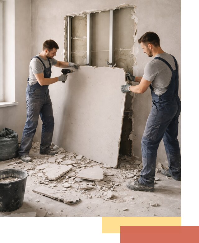 Демонтаж перегородки из гипсокартона в Похвистнево быстрый и аккуратный