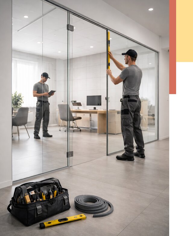 Цельностеклянные перегородки под ключ в Похвистнево от 9739 руб. — монтаж и цены | ОТДЕЛОЧНИК-Пхв