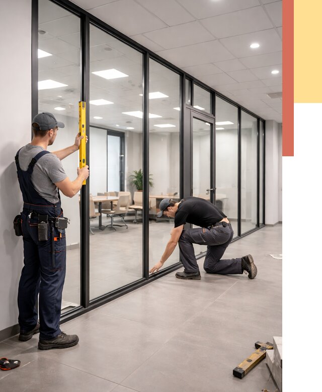 Каркасные стеклянные перегородки в Похвистнево под ключ от 9432 руб. | ОТДЕЛОЧНИК-Пхв