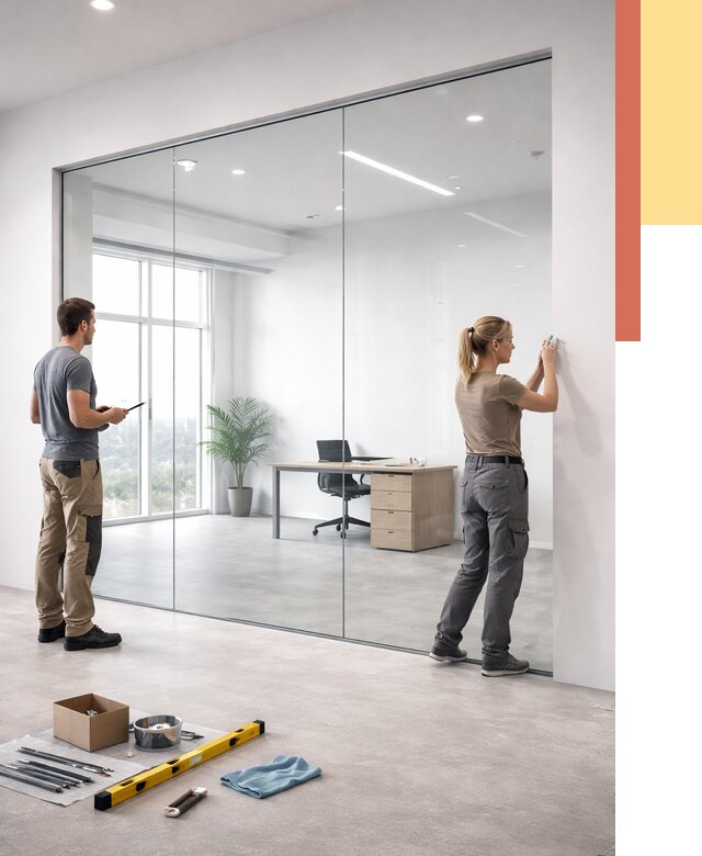 Перегородки из закаленного стекла в Похвистнево от 9739 руб. под ключ | ОТДЕЛОЧНИК-Пхв