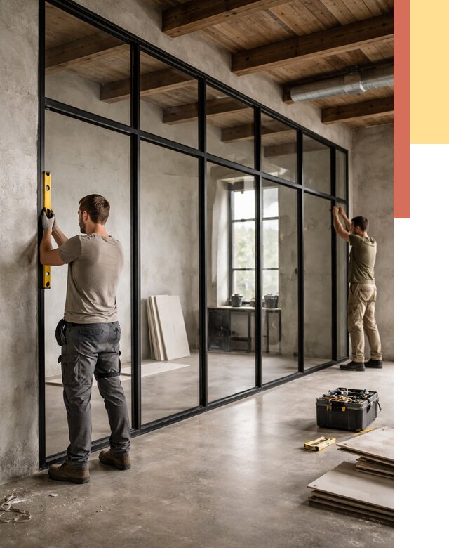 Стеклянные перегородки лофт в Похвистнево от 10765 руб. под ключ | ОТДЕЛОЧНИК-Пхв