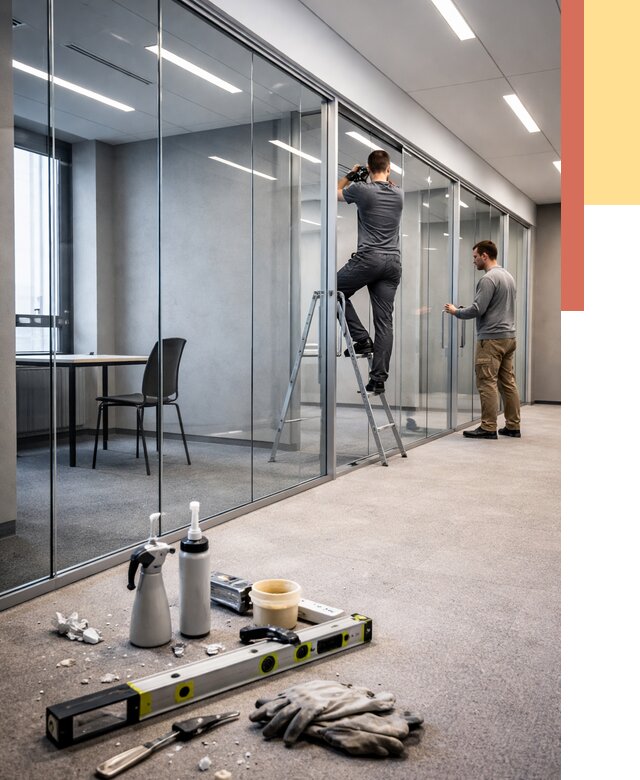 Стеклянные офисные перегородки в Похвистнево от 8714 руб. — монтаж и установка | ОТДЕЛОЧНИК-Пхв