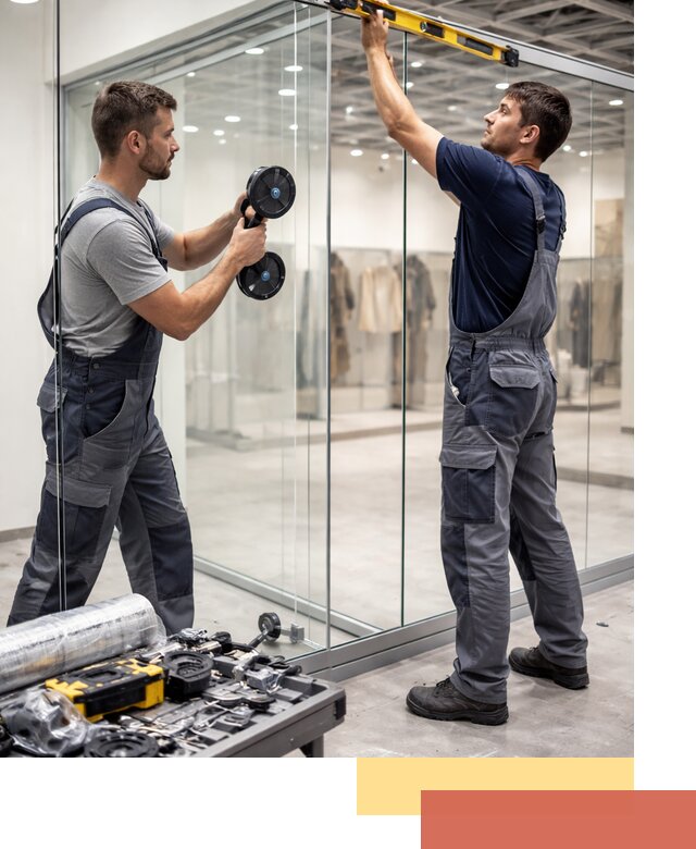 Стеклянные перегородки для магазинов в Похвистнево — монтаж и установка