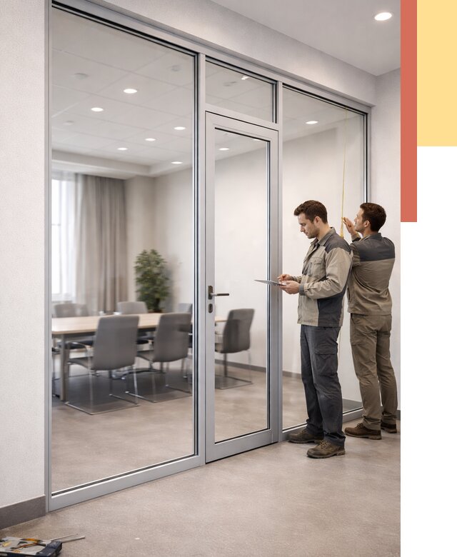 Установка и монтаж алюминиевых перегородок со стеклом в Похвистнево от 8407 руб. | ОТДЕЛОЧНИК-Пхв