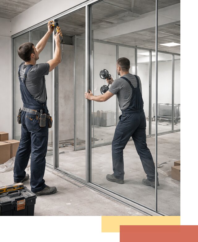 Алюминиевые перегородки со стеклом в Похвистнево — изготовление и монтаж