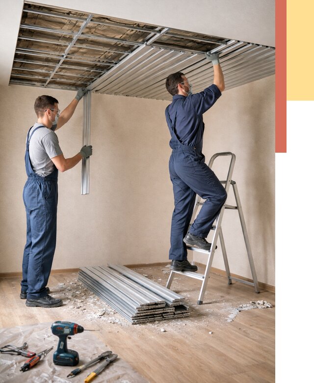 Демонтаж реечного потолка в Похвистнево от 4613 руб. быстро и недорого | ОТДЕЛОЧНИК-Пхв