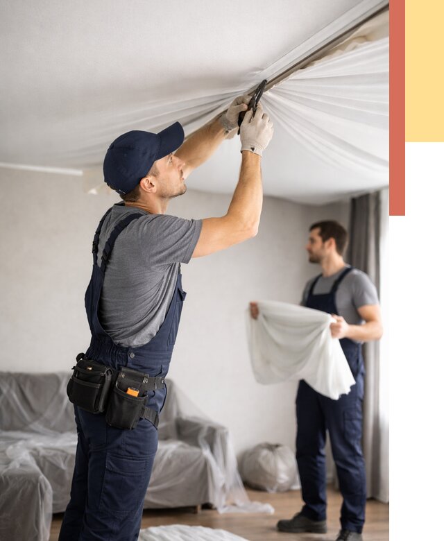 Демонтаж натяжного потолка в Похвистнево от 4613 руб. — снятие и разбор под ключ | ОТДЕЛОЧНИК-Пхв