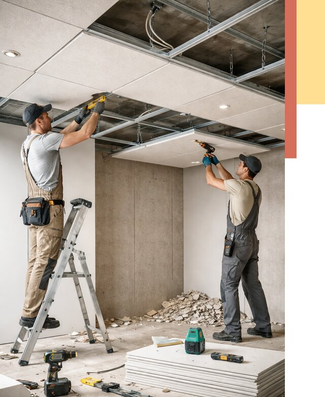 Монтаж акустического потолка в Похвистнево от 6664 руб/м2 — быстро и недорого | ОТДЕЛОЧНИК-Пхв