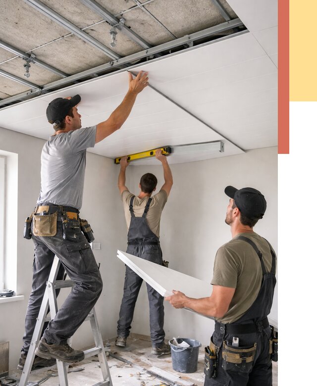 Монтаж потолка из ПВХ панелей в Похвистнево от 3588 руб./м2 — быстро и недорого | ОТДЕЛОЧНИК-Пхв