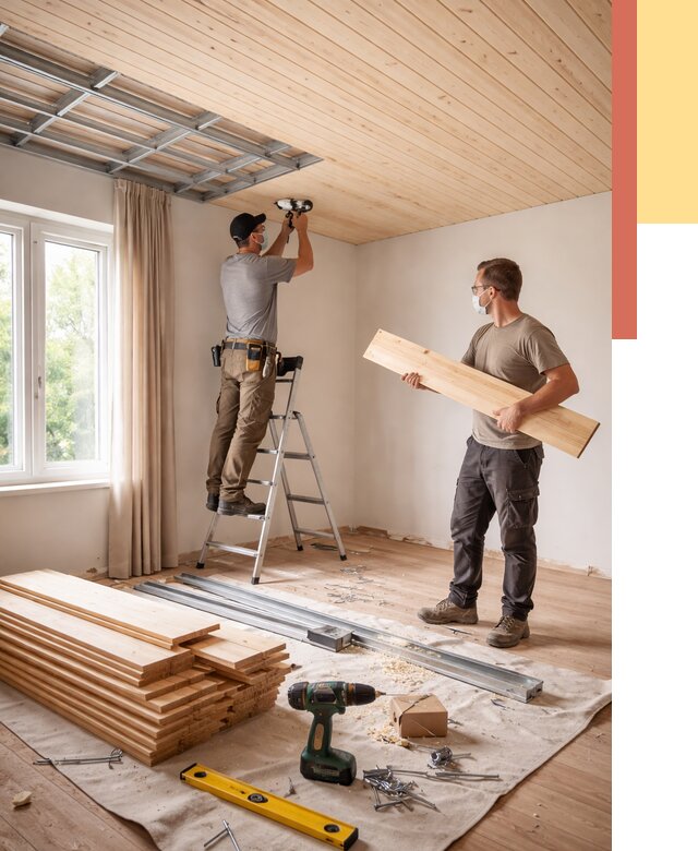 Монтаж потолка из вагонки в Похвистнево от 6664 руб. | Быстро и недорого — ОТДЕЛОЧНИК-Пхв