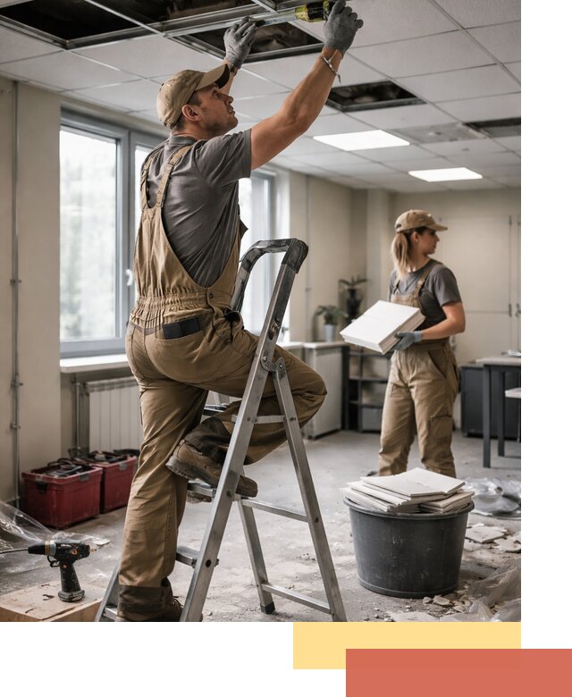 Ремонт потолка Армстронг и замена плит в Похвистнево