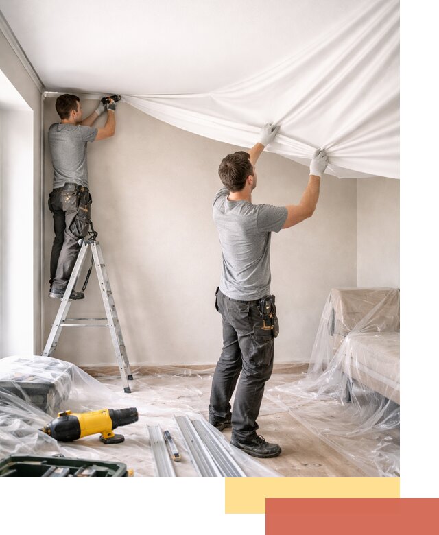 Монтаж тканевого натяжного потолка в Похвистнево недорого и быстро